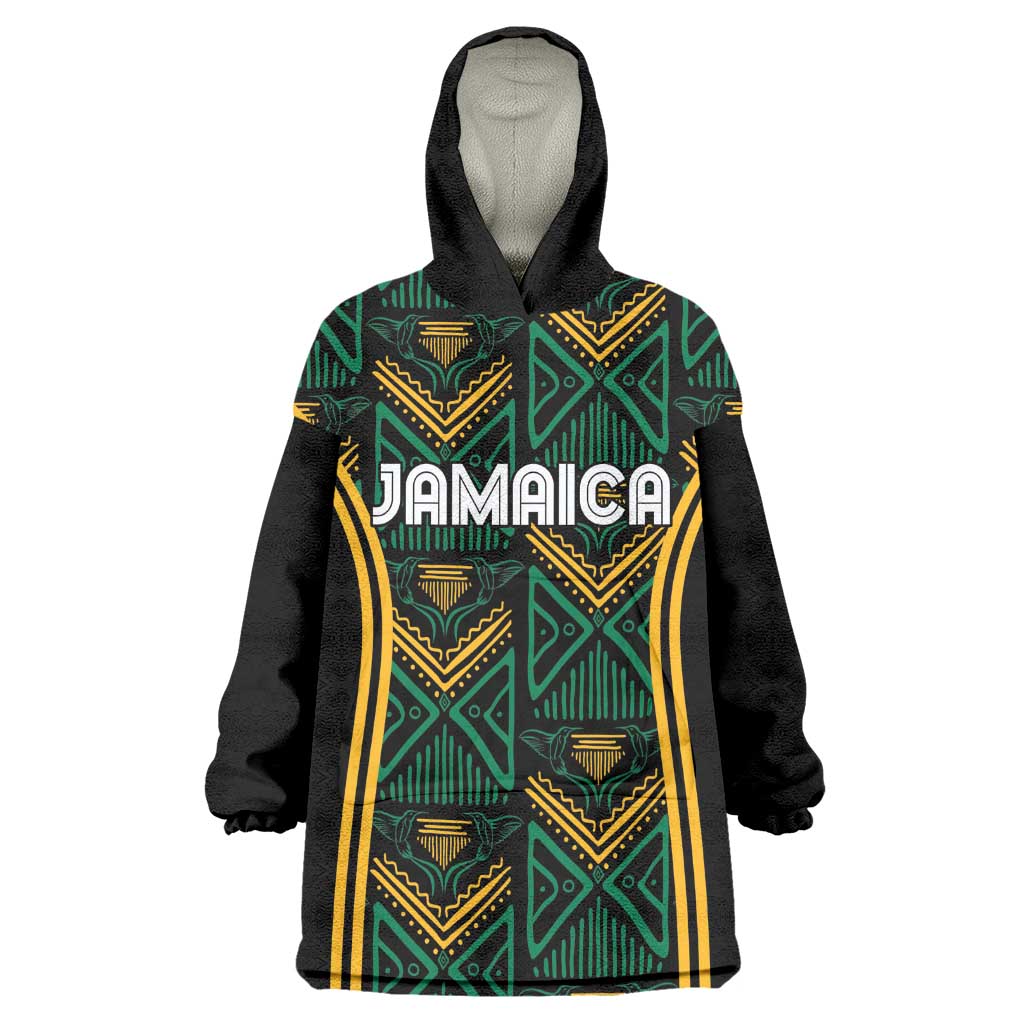 Afro-Jamaica Custom Wearable Blanket Hoodie Reggae Boyz Ethnic Motifs