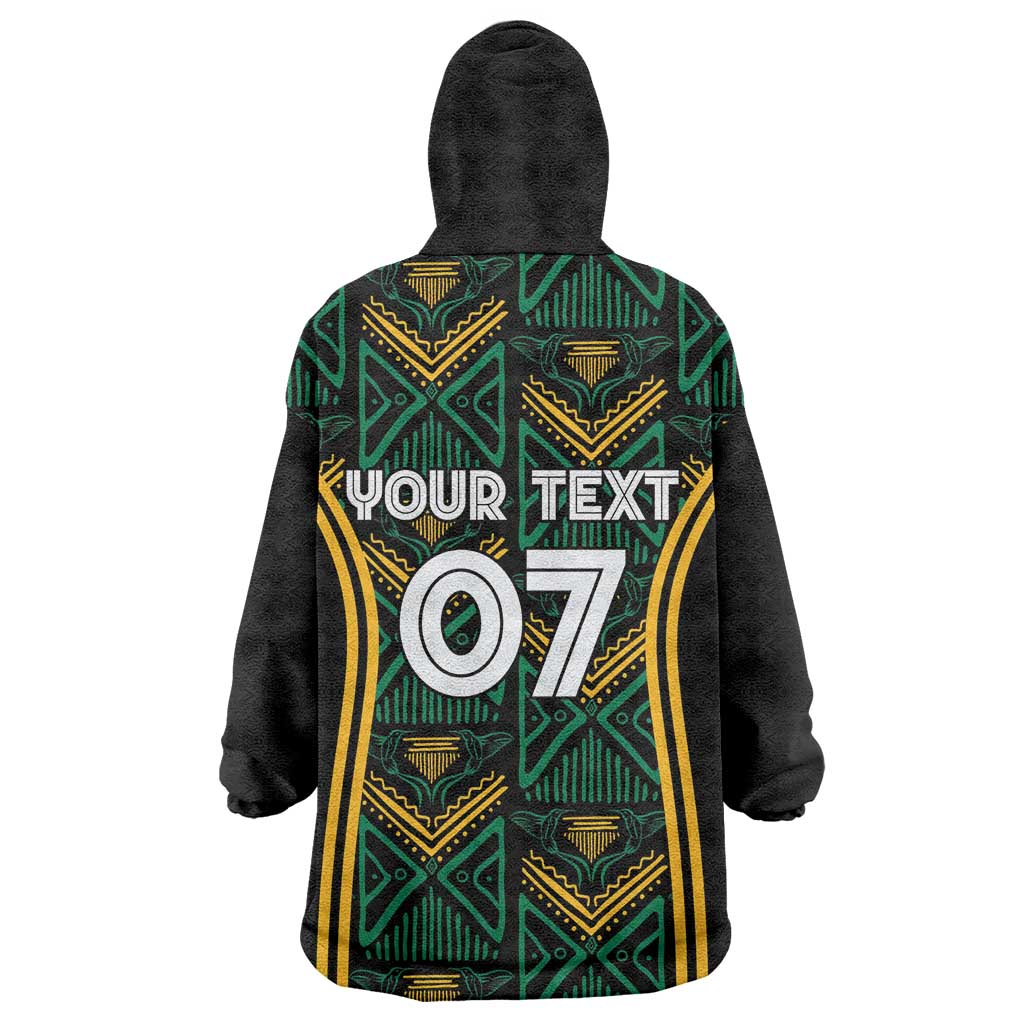 Afro-Jamaica Custom Wearable Blanket Hoodie Reggae Boyz Ethnic Motifs