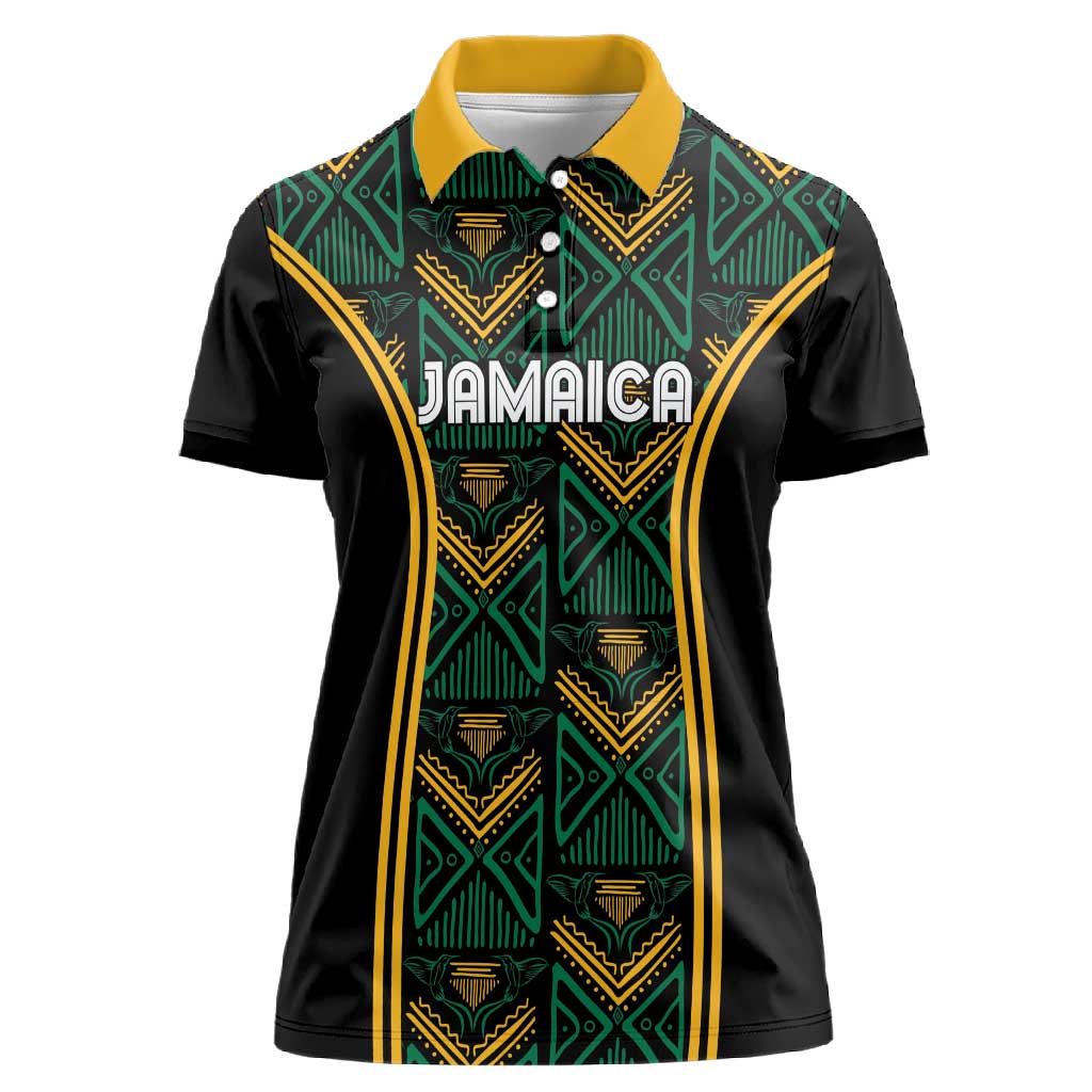 Afro-Jamaica Custom Women Polo Shirt Reggae Boyz Ethnic Motifs