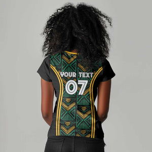 Afro-Jamaica Custom Women V-Neck T-Shirt Reggae Boyz Ethnic Motifs