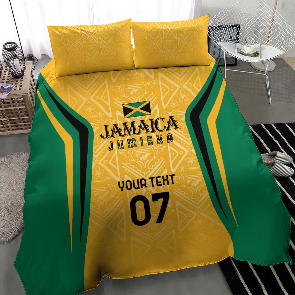 Afro-Jamaica Custom Bedding Set Golden Ethnic Motifs