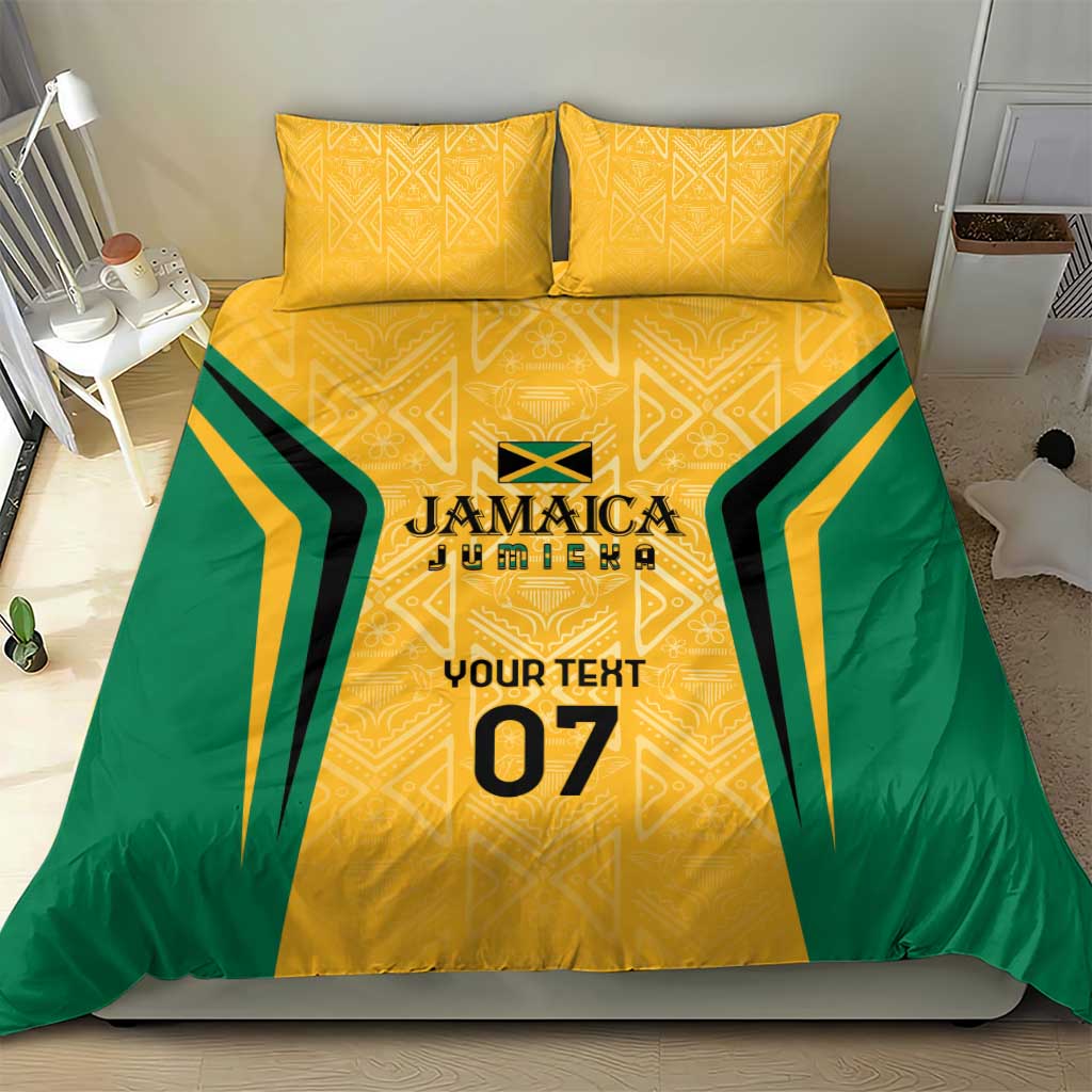 Afro-Jamaica Custom Bedding Set Golden Ethnic Motifs