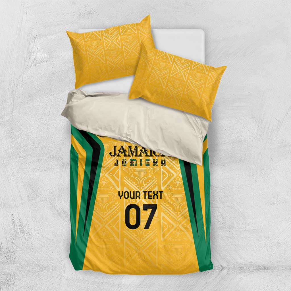 Afro-Jamaica Custom Bedding Set Golden Ethnic Motifs