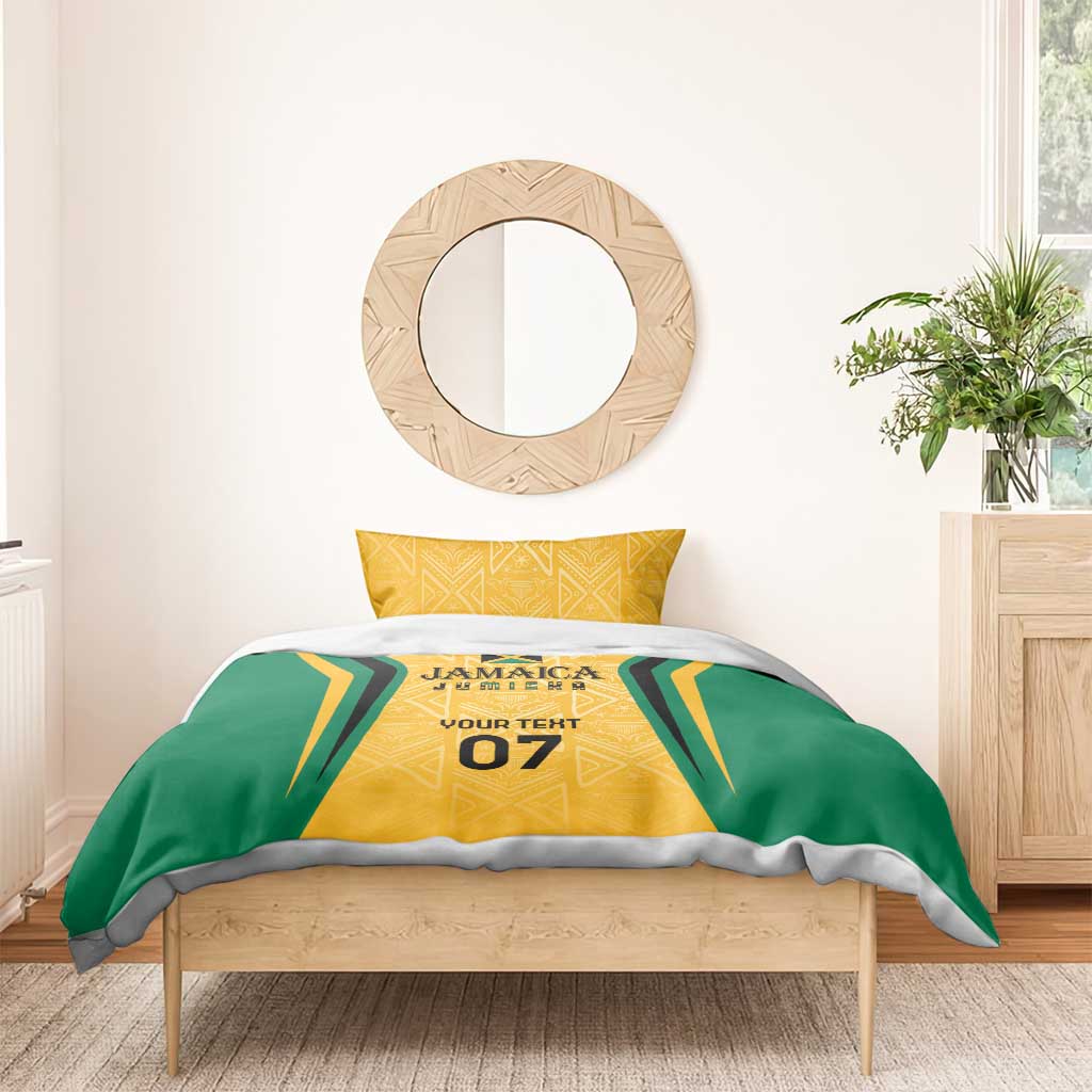 Afro-Jamaica Custom Bedding Set Golden Ethnic Motifs