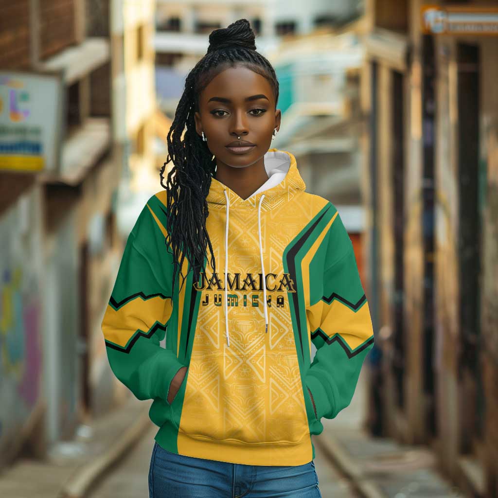 Afro-Jamaica Custom Hoodie Golden Ethnic Motifs