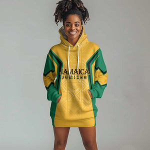 Afro-Jamaica Custom Hoodie Dress Golden Ethnic Motifs