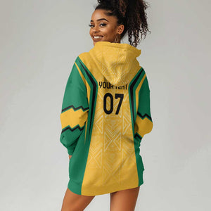 Afro-Jamaica Custom Hoodie Dress Golden Ethnic Motifs