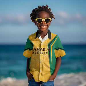 Afro-Jamaica Custom Kid Hawaiian Shirt Golden Ethnic Motifs