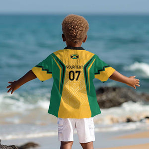 Afro-Jamaica Custom Kid Hawaiian Shirt Golden Ethnic Motifs