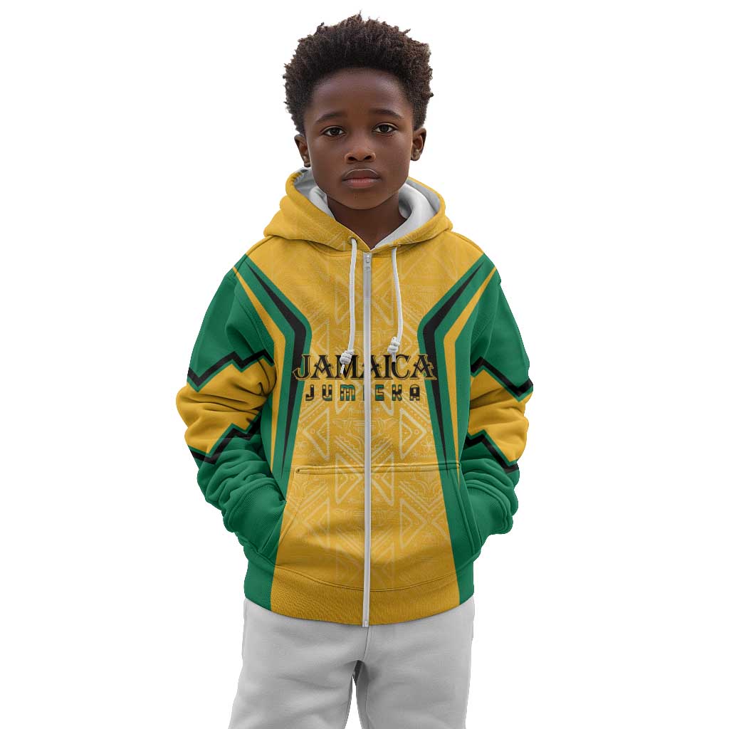 Afro-Jamaica Custom Kid Hoodie Golden Ethnic Motifs
