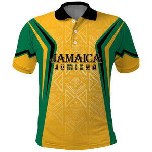 Afro-Jamaica Custom Polo Shirt Golden Ethnic Motifs