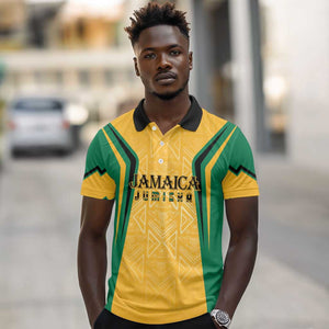 Afro-Jamaica Custom Polo Shirt Golden Ethnic Motifs