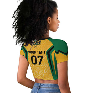 Afro-Jamaica Custom Raglan Cropped T shirt Golden Ethnic Motifs