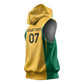 Afro-Jamaica Custom Sleeveless Hoodie Golden Ethnic Motifs - African Pride