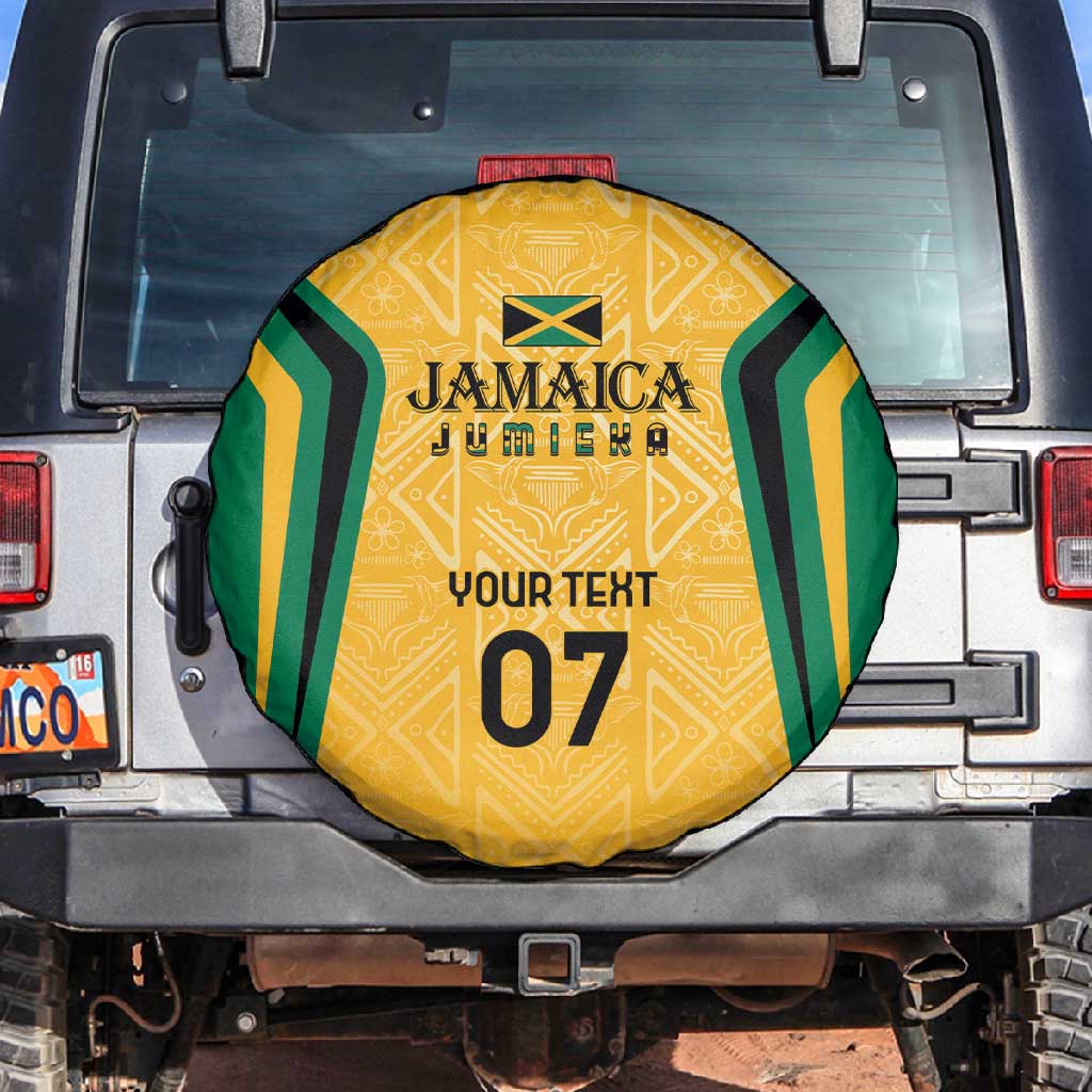 Afro-Jamaica Custom Spare Tire Cover Golden Ethnic Motifs