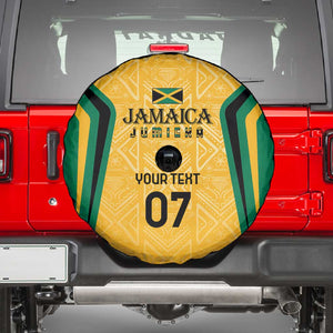 Afro-Jamaica Custom Spare Tire Cover Golden Ethnic Motifs