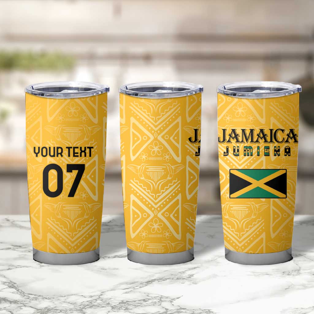 Afro-Jamaica Custom Tumbler Cup Golden Ethnic Motifs