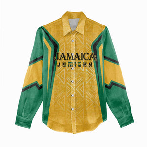 Afro-Jamaica Custom Women Casual Shirt Golden Ethnic Motifs