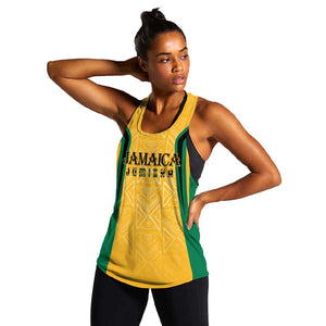 Afro-Jamaica Custom Women Racerback Tank Golden Ethnic Motifs