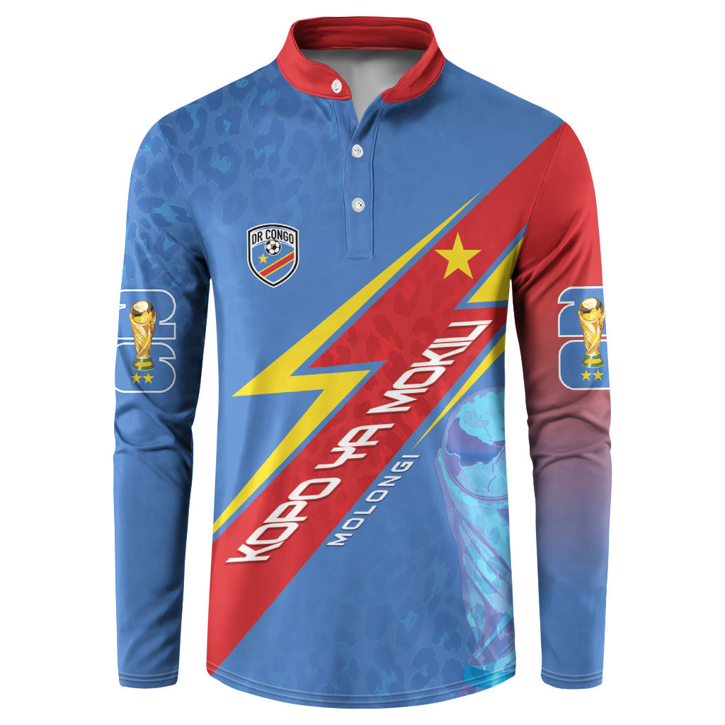 DR Congo 2026 Kopo ya Mokili Custom Button Sweatshirt Leopards Making History