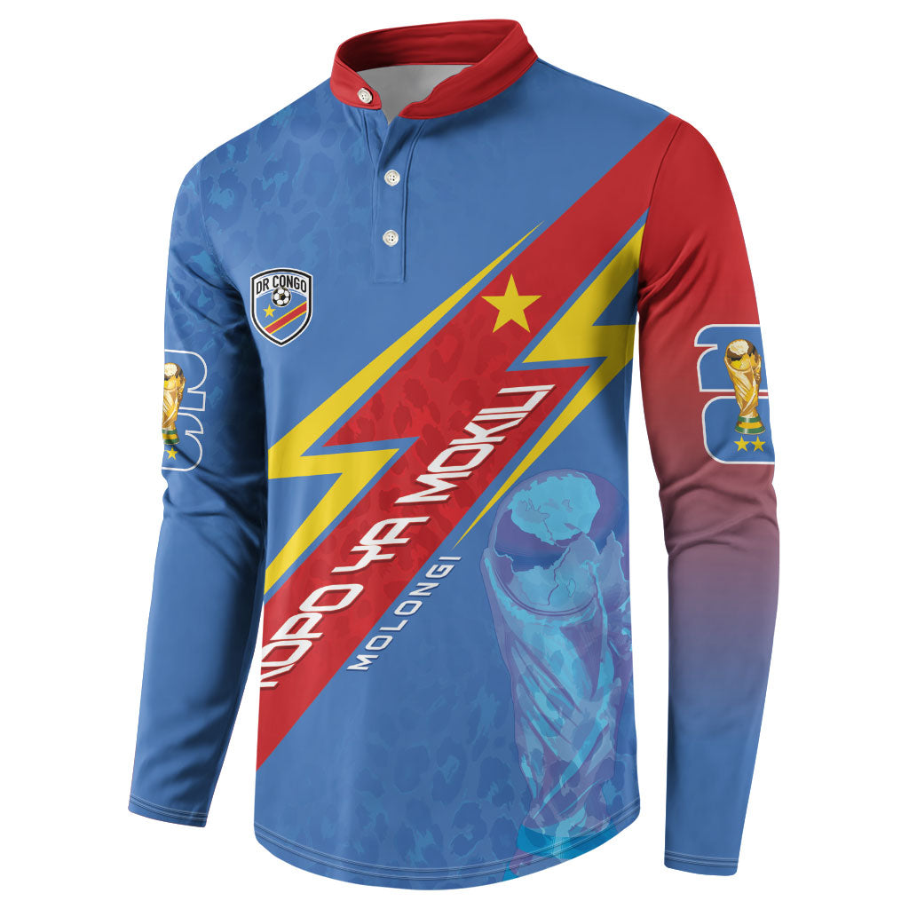 DR Congo 2026 Kopo ya Mokili Custom Button Sweatshirt Leopards Making History