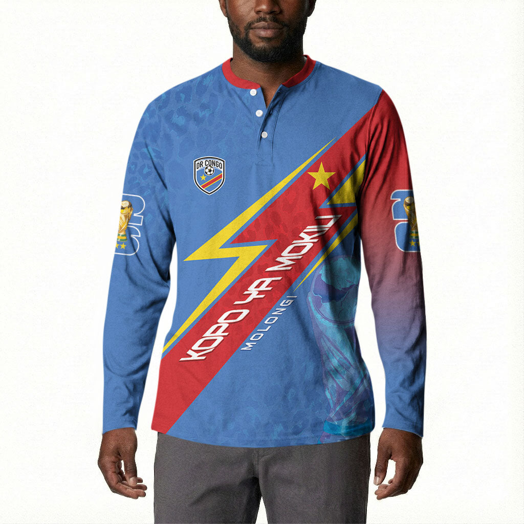 DR Congo 2026 Kopo ya Mokili Custom Button Sweatshirt Leopards Making History