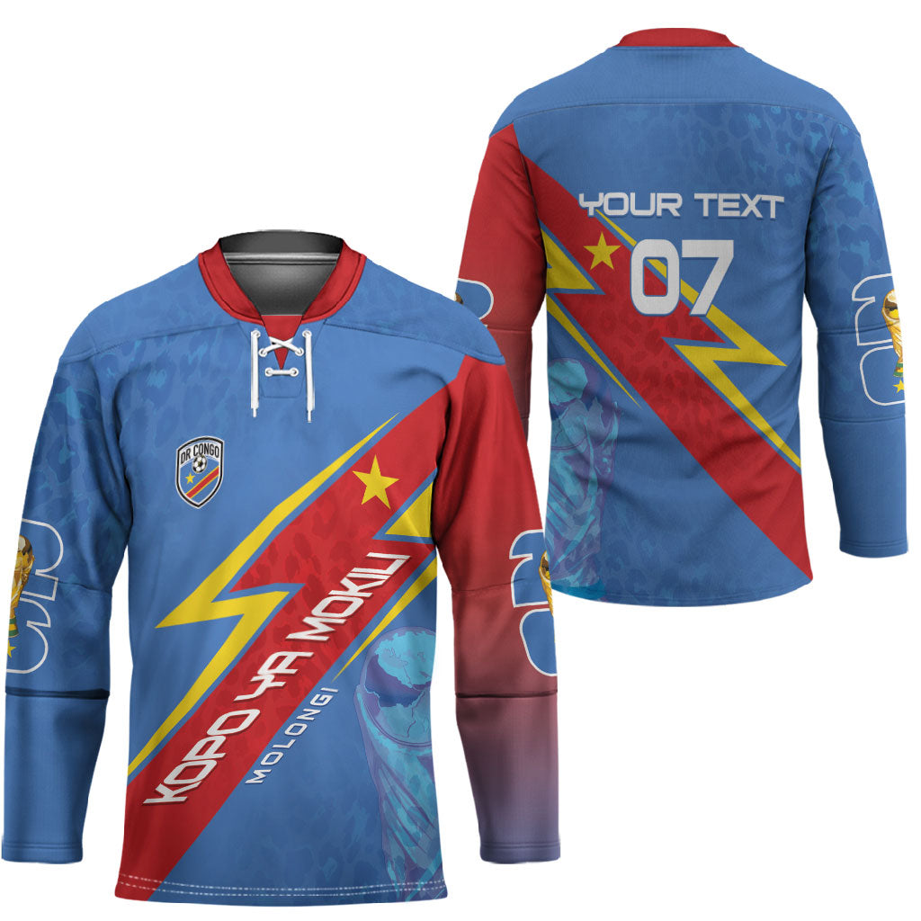 DR Congo 2026 Kopo ya Mokili Custom Hockey Jersey Leopards Making History