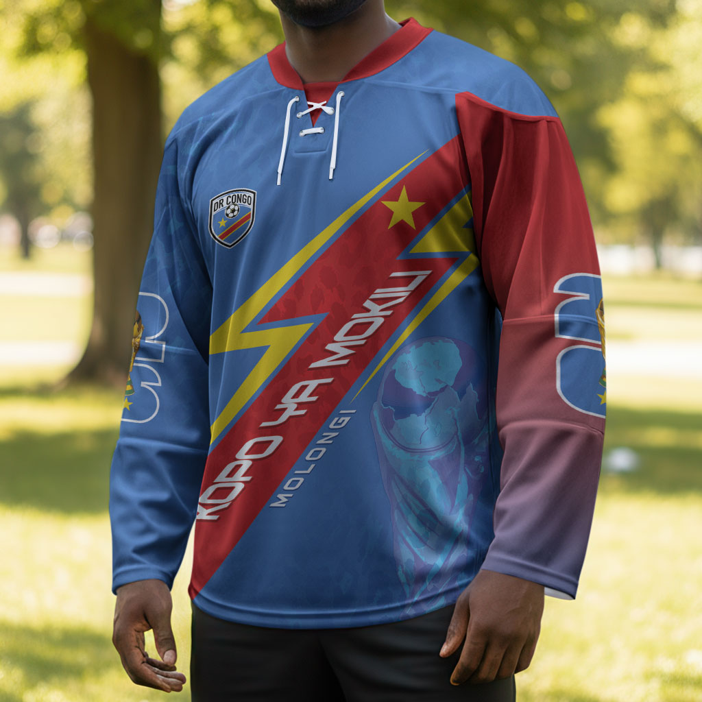 DR Congo 2026 Kopo ya Mokili Custom Hockey Jersey Leopards Making History