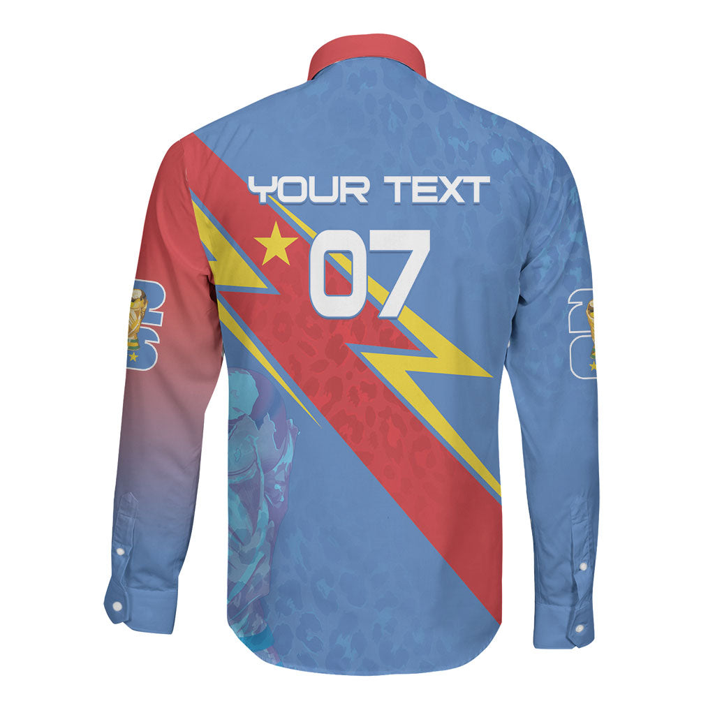 DR Congo 2026 Kopo ya Mokili Custom Long Sleeve Button Shirt Leopards Making History