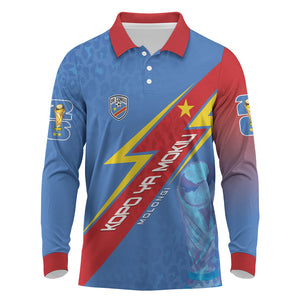 DR Congo 2026 Kopo ya Mokili Custom Long Sleeve Polo Shirt Leopards Making History