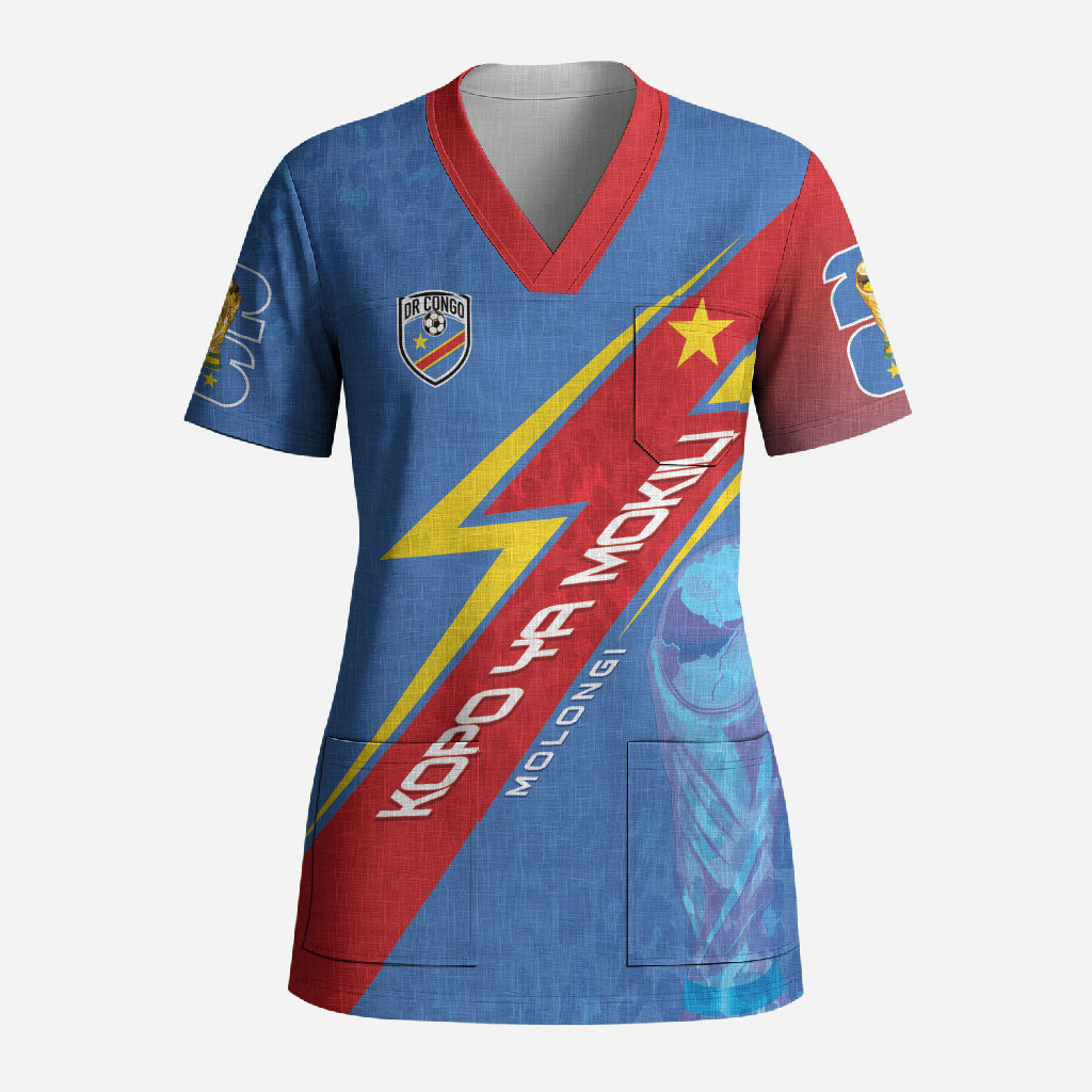 DR Congo 2026 Kopo ya Mokili Custom Scrub Top Leopards Making History