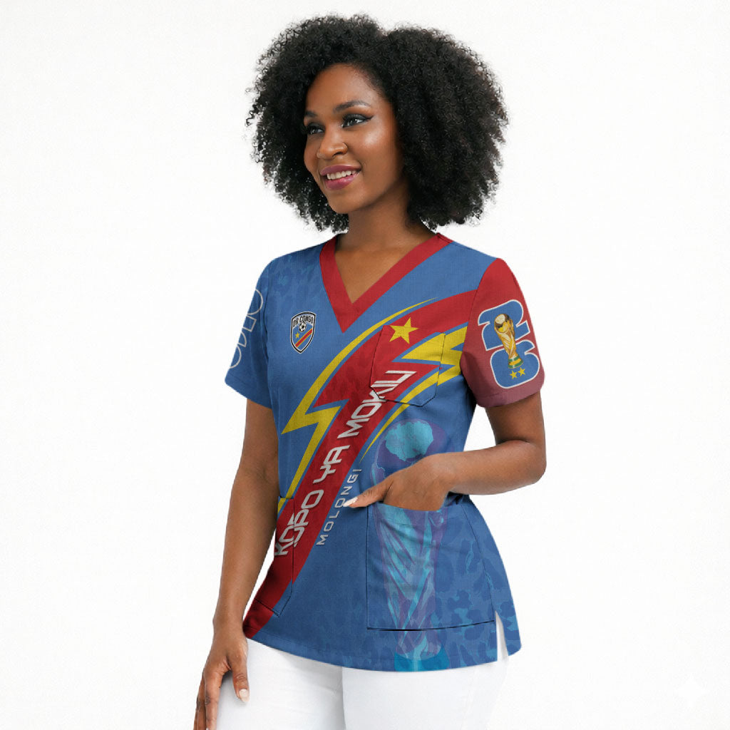 DR Congo 2026 Kopo ya Mokili Custom Scrub Top Leopards Making History