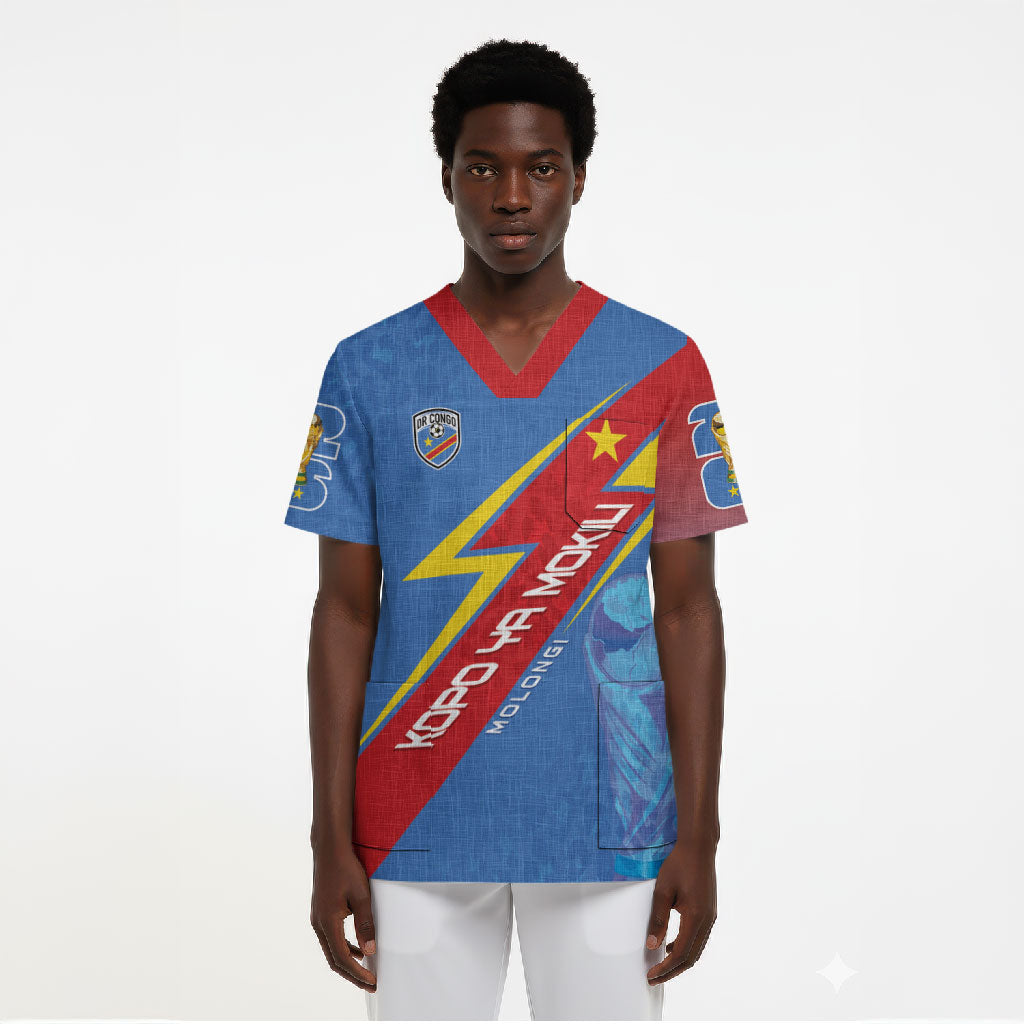DR Congo 2026 Kopo ya Mokili Custom Scrub Top Leopards Making History
