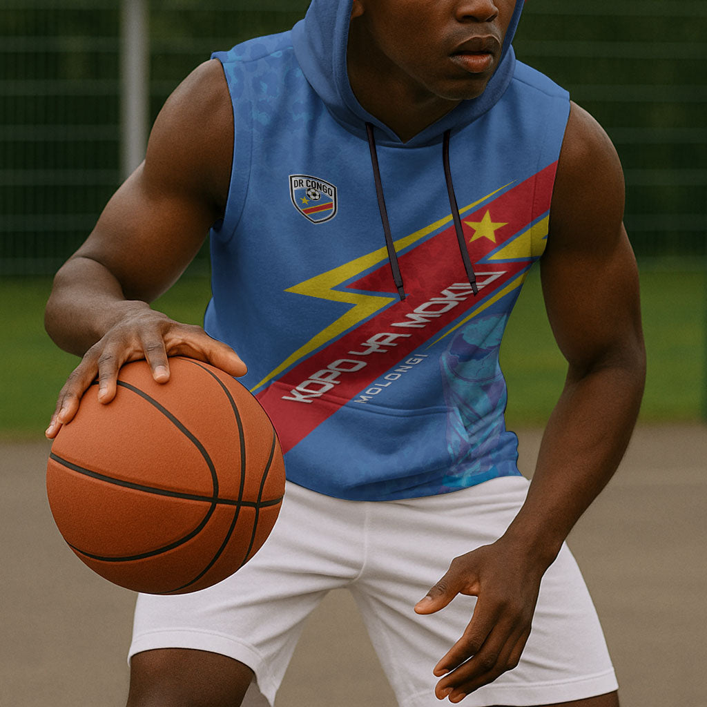 DR Congo 2026 Kopo ya Mokili Custom Sleeveless Hoodie Leopards Making History