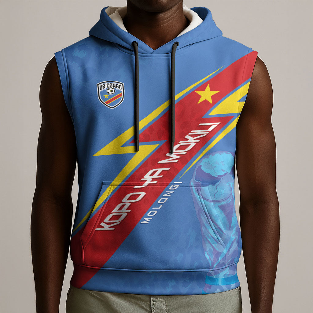 DR Congo 2026 Kopo ya Mokili Custom Sleeveless Hoodie Leopards Making History