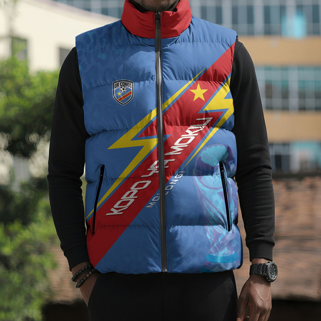 DR Congo 2026 Kopo ya Mokili Custom Sleeveless Puffer Jacket Leopards Making History
