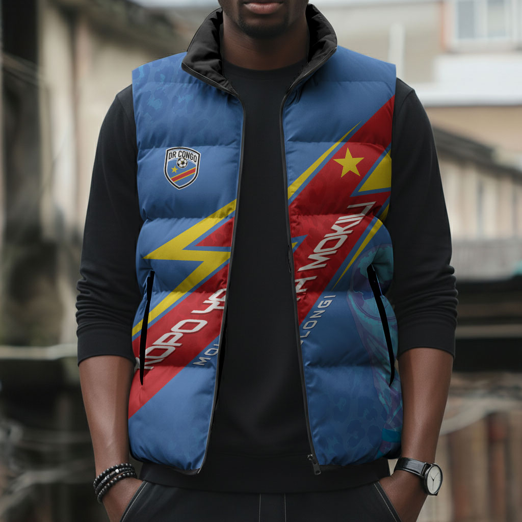 DR Congo 2026 Kopo ya Mokili Custom Sleeveless Puffer Jacket Leopards Making History
