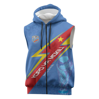 DR Congo 2026 Kopo ya Mokili Custom Sleeveless Zip Hoodie Leopards Making History