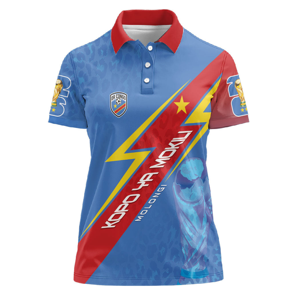 DR Congo 2026 Kopo ya Mokili Custom Women Polo Shirt Leopards Making History
