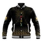Ghana Black Star Custom Baseball Jacket Gold Ananse Spiderweb Inspired