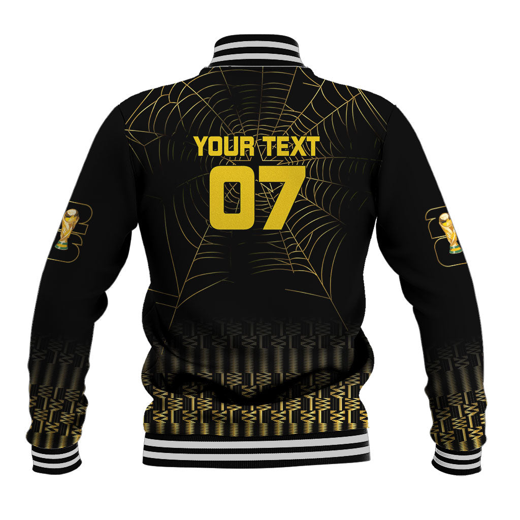 Ghana Black Star Custom Baseball Jacket Gold Ananse Spiderweb Inspired