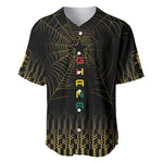 Ghana Black Star Custom Baseball Jersey Gold Ananse Spiderweb Inspired