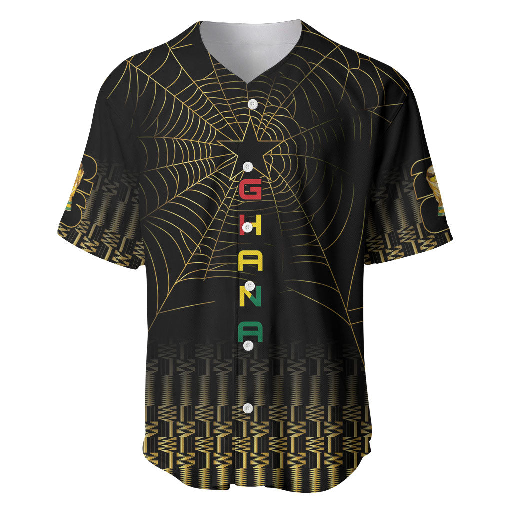 Ghana Black Star Custom Baseball Jersey Gold Ananse Spiderweb Inspired