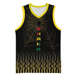 Ghana Black Star Custom Basketball Jersey Gold Ananse Spiderweb Inspired