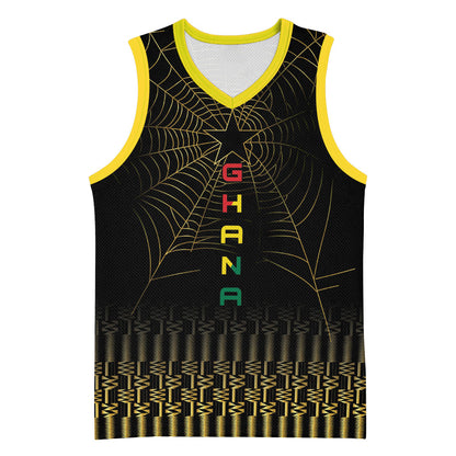 Ghana Black Star Custom Basketball Jersey Gold Ananse Spiderweb Inspired