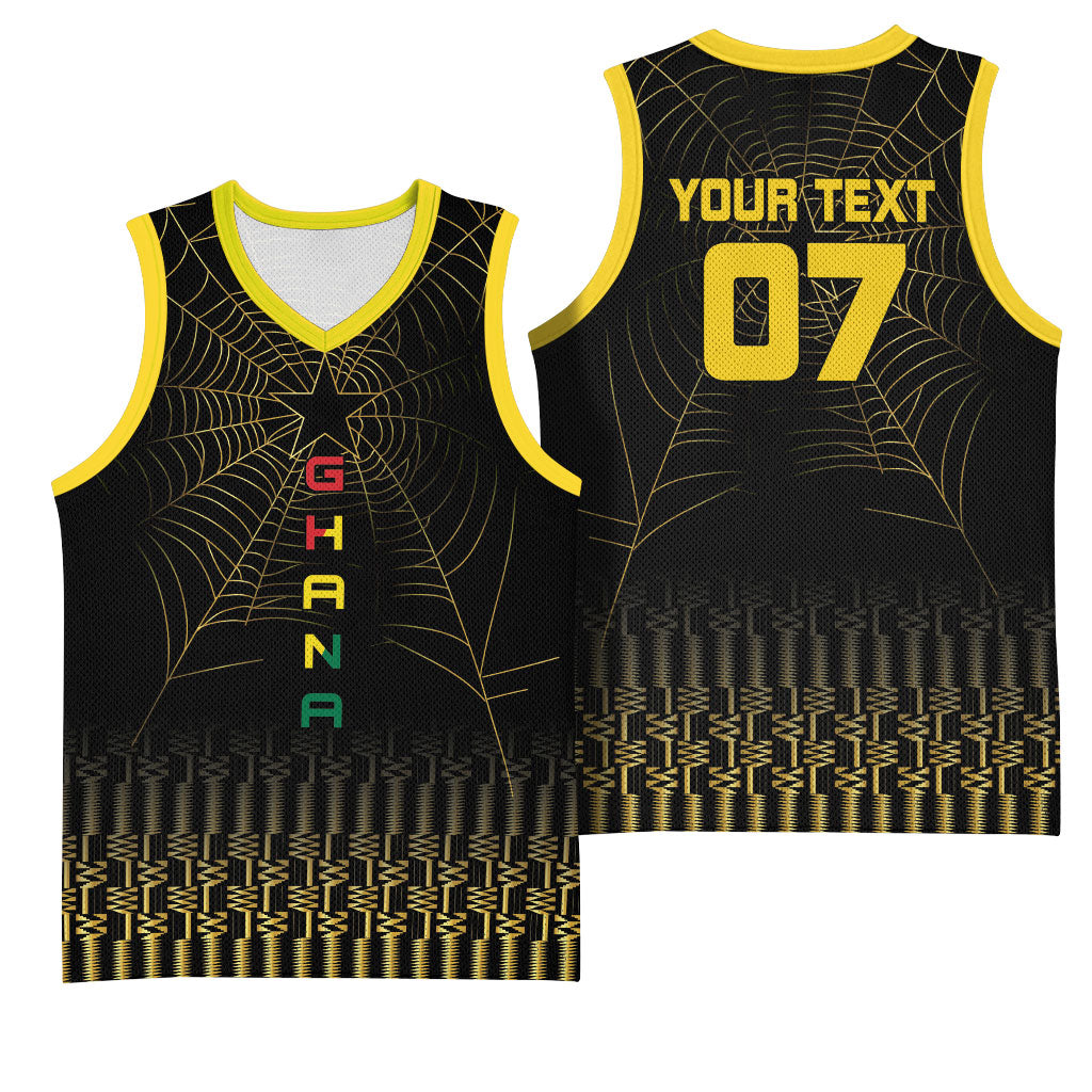 Ghana Black Star Custom Basketball Jersey Gold Ananse Spiderweb Inspired