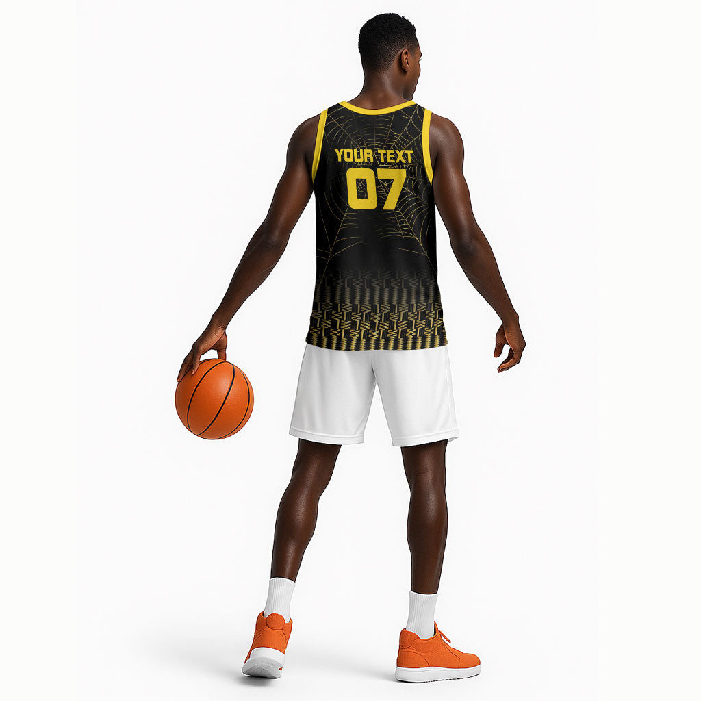 Ghana Black Star Custom Basketball Jersey Gold Ananse Spiderweb Inspired