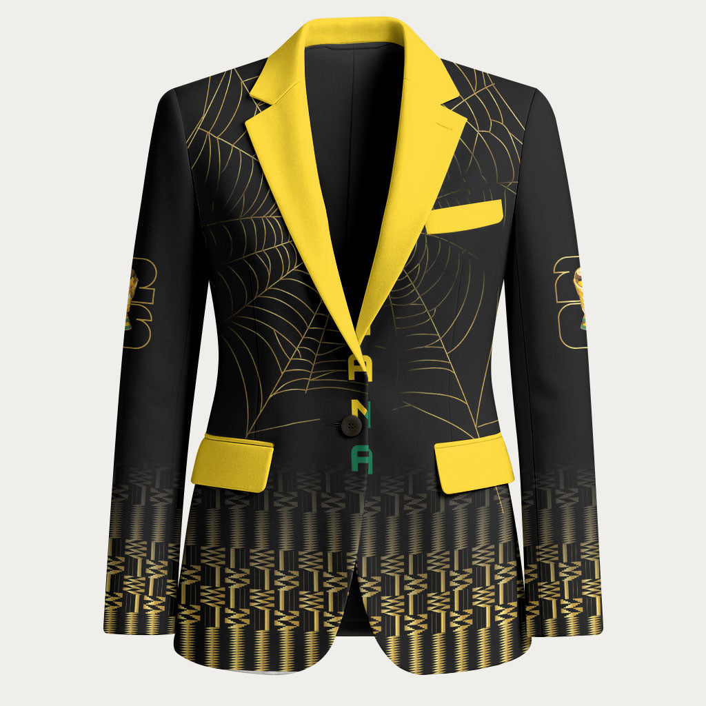 Ghana Black Star Custom Blazer Gold Ananse Spiderweb Inspired
