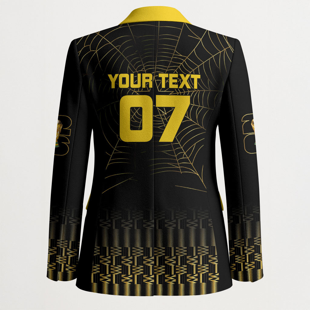 Ghana Black Star Custom Blazer Gold Ananse Spiderweb Inspired