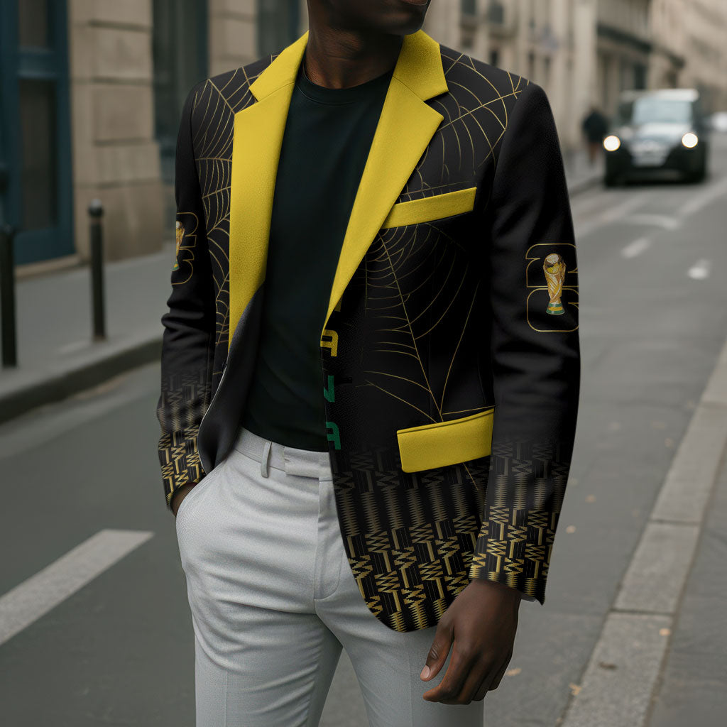 Ghana Black Star Custom Blazer Gold Ananse Spiderweb Inspired
